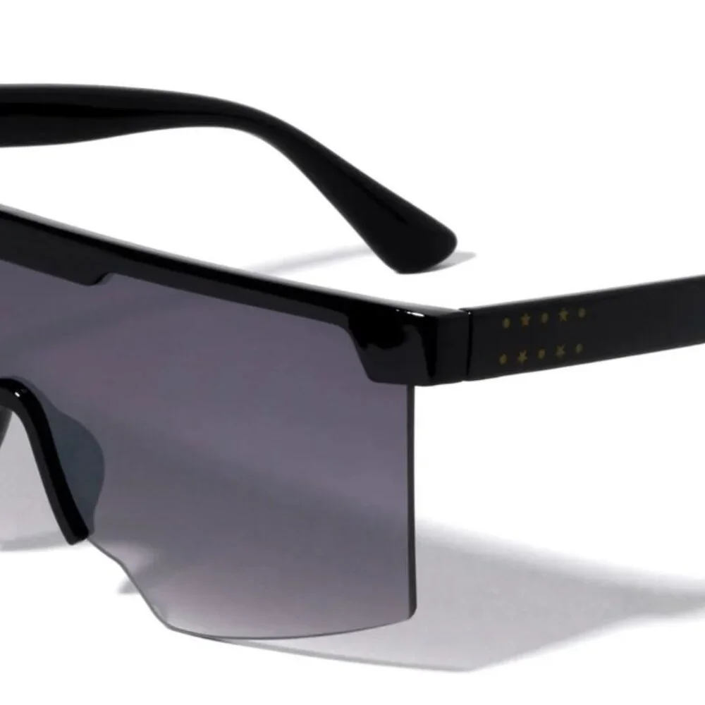 Sunglasses Men Women‎ Oversized Frame Flat Lens Fashion Style Black Lens Luxury